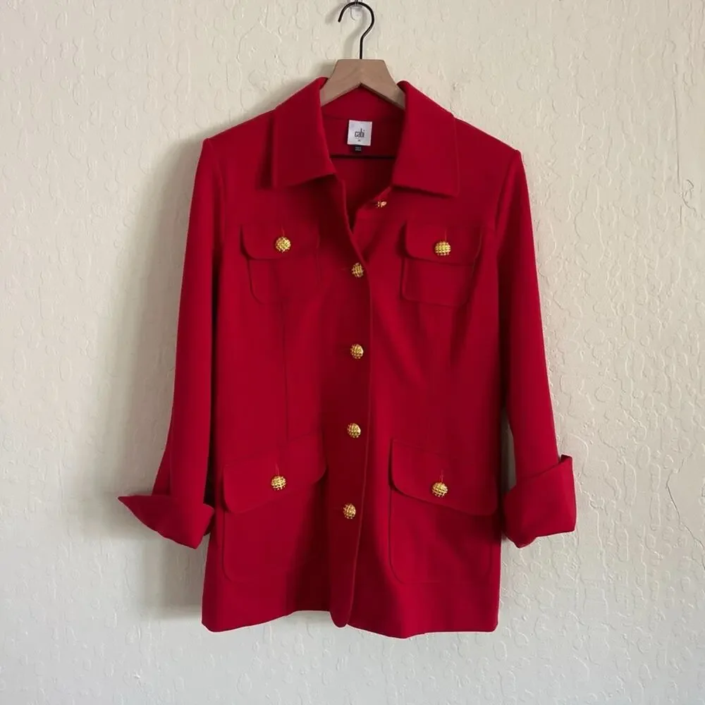 Cabi Broadcast Jacket and Skirt Matching Set Medium 6 Red Gold Ponte Knit 6671